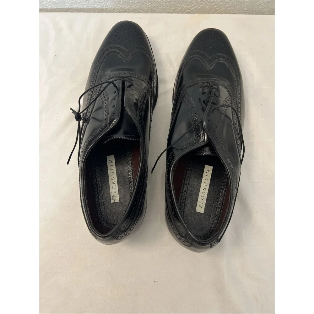 Florsheim Black Wing Brogue Tip Oxfords Dress Shoes Mens US 13D Leather Wedding‎